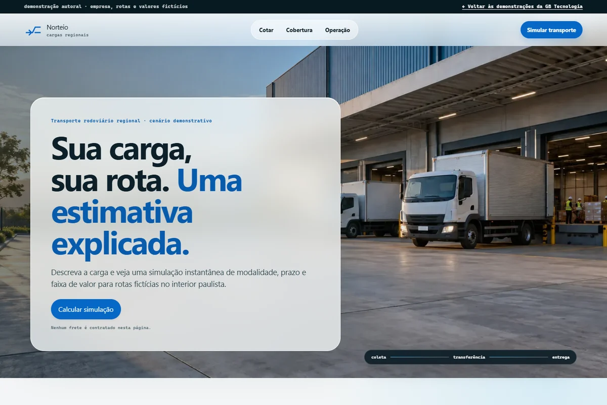 Captura da demonstração Norteio Cargas